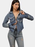 Denim Zip-Up Convertible Shirt Jacket - Image 5