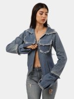 Denim Zip-Up Convertible Shirt Jacket - Image 3