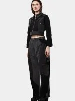 Jacket with Zipper Detail & White Thread Patchwork - Image 17