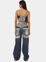 Bleached Denim Co-Ord Set with Silver Foil Detailing - Image 2