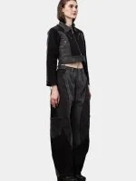 Jacket with Zipper Detail & White Thread Patchwork - Image 18
