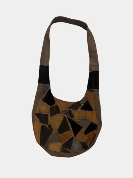 Earth-Tone Patchwork Vintage Fabric Tote Bag