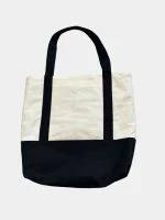 Monochrome Canvas & Vintage Denim Tote Bag - Image 2