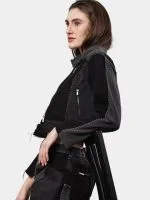 Jacket with Zipper Detail & White Thread Patchwork - Image 25