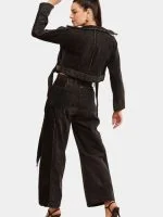 Black Notch Reworked Cropped Denim Jacket - Image 2
