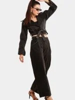 Black Notch Reworked Cropped Denim Jacket - Image 10