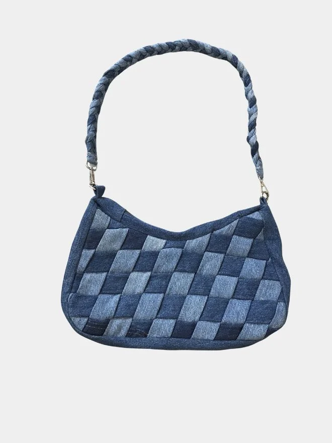 41 Interlocking Denim Patchwork Hobo Bag - Image 1