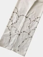 Floral Embroidered White Denim Pants - Image 9