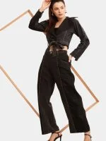 Black Notch Reworked Cropped Denim Jacket - Image 3