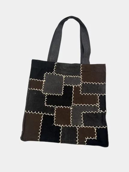 Two-Tone Denim Tote Bag