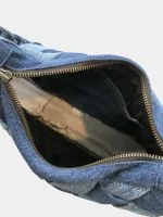 Interlocking Denim Patchwork Hobo Bag - Image 3