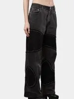 Denim Pants – Black Patch Panels with Contrast Stitch - Image 13