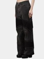 Denim Pants – Black Patch Panels with Contrast Stitch - Image 12