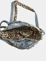 Miss Me Denim Shoulder Bag with Leopard Strap - Image 2
