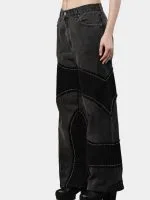Denim Pants – Black Patch Panels with Contrast Stitch - Image 10