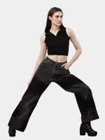Denim Pants – Black Patch Panels with Contrast Stitch - Image 9