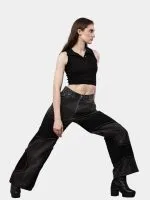 Denim Pants – Black Patch Panels with Contrast Stitch - Image 8