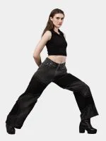 Denim Pants – Black Patch Panels with Contrast Stitch - Image 7