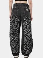Black Paisley Baggy Pants – Hand-Stitched - Image 2