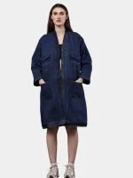 Denim Long Coat – Multi-Pocket Denim Coat - Image 10