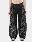Black Paisley Baggy Pants – Hand-Stitched
