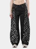 Black Paisley Baggy Pants – Hand-Stitched