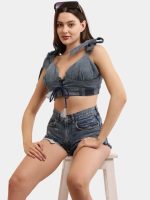 Denim Co-ord Set – Tie-Up Top & High-Waist Shorts - Image 11