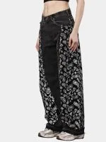 Black Paisley Baggy Pants – Hand-Stitched - Image 4