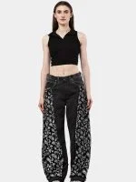 Black Paisley Baggy Pants – Hand-Stitched - Image 6