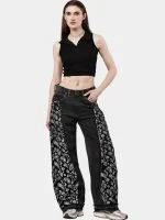 Black Paisley Baggy Pants – Hand-Stitched - Image 8