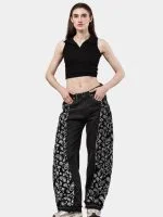 Black Paisley Baggy Pants – Hand-Stitched - Image 9