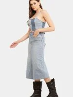 Denim Panel Midi Skirt - Image 7