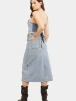 Denim Panel Midi Skirt - Image 2