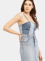 Denim Panel Midi Skirt - Image 11