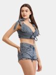 Denim Co-ord Set – Tie-Up Top & High-Waist Shorts