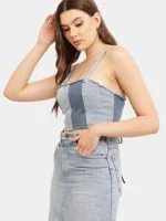 Denim Panel Midi Skirt - Image 8