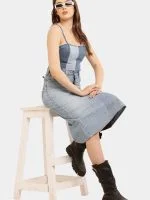 Denim Panel Midi Skirt - Image 3