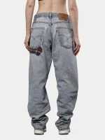 Denim Pants with Sashiko Threadwork & Patch Embroidery - Image 2