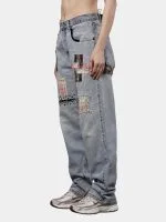 Denim Pants with Sashiko Threadwork & Patch Embroidery - Image 8