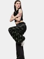 Black Baggy Pants with Neon Green Hand Stitch - Image 8