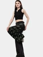Black Baggy Pants with Neon Green Hand Stitch - Image 9