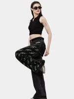 Black Baggy Pants with Neon Green Hand Stitch - Image 10