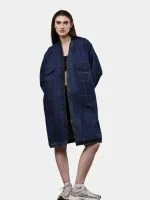 Denim Long Coat – Multi-Pocket Denim Coat - Image 8