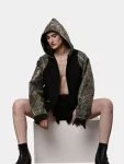 Reworked Realtree Camo & Black Denim Hooded Jacket