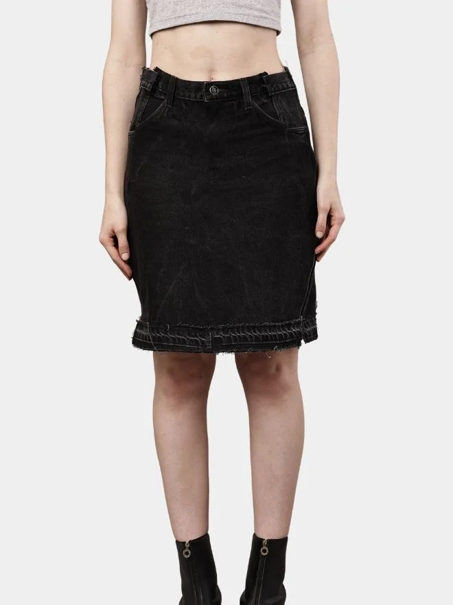 86 Black Pants Skirt with Dual Side Zippers - Image 1