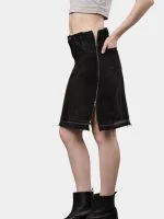 Black Pants Skirt with Dual Side Zippers - Image 6