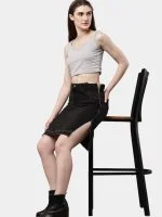 Black Pants Skirt with Dual Side Zippers - Image 8