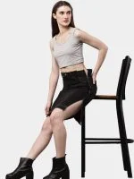 Black Pants Skirt with Dual Side Zippers - Image 9