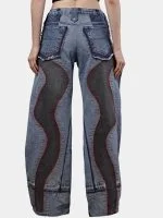 Denim Pants with Red Thread Detailing & 3D Pocket Design - Image 2