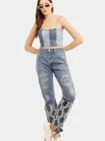 Embroidered Patchwork Levi’s Reworked Jeans - Image 2